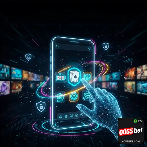 Tela do aplicativo 0055bet exibindo opções de apostas e bônus no site 0055bet.